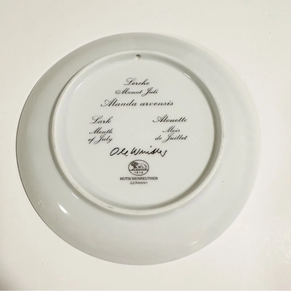 Vintage Hutschenreuther July Month Germany Lark Swallow Bird Decorative Plate - Picture 3 of 4